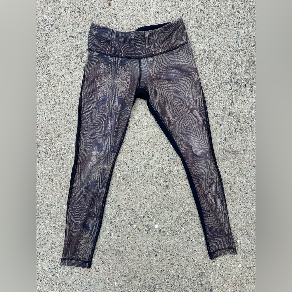 Lululemon Wunder Under Full Luon Black Golden Goddess Geometric Gold
